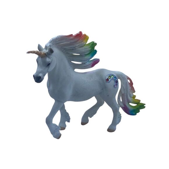 SCHLEICH D-73527 White Unicorn Rainbow Sparkle Mane Tail Germany - Picture 2 of 11